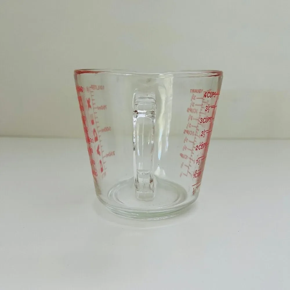 PYREX (All Caps) 4 Cup / 1 Qt / 32 oz / 1 L Glass Measuring Cup With Handle